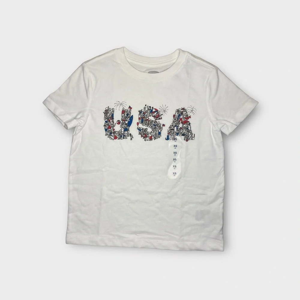 Old Navy USA Fourth Of July Graphic White Shirt